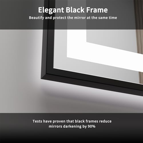 Vanpokins VPGFB001 Led Bathroom Mirror, 24X32 Inch Black Framed Gradient Front And Backlit Led Mirror For Bathroom, 3 Colors Dimmable Cri>90, Ip54 Enhanced Anti-Fog Wall Mounted Lighted Vanity Mirror thumb #6