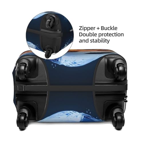 Water Fire Sports Soccer Travel Luggage Cover Elastic Suitcase Covers Washable Anti Scratch Luggage Dust Covers Protector, Fits 22-24 inch Luggage, M3