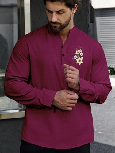 Image of TOPLOT Men's Kurta Shirt |Premium Linen Printed | Stylish Ethnic Wear | Comfortable Fit Design | Clean Look Structure | Versatile Styling | Ideal for Casual, Festive, Party (5265)