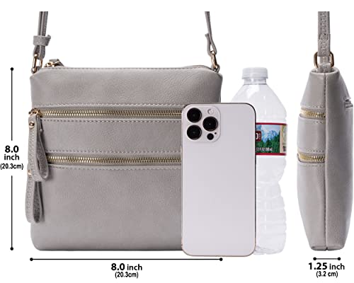 Image of Solene Small Multi Zipper Pocket Crossbody Bag with Adjustable Strap, Lightweight Travel Purse, Daily Small Messenger Pouch