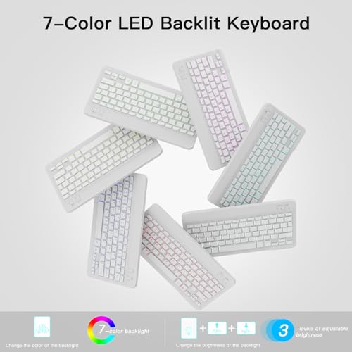 Image of RAYMCRAFT for iPad 11th (A16, 2025) / 10th Generation Case with Keyboard, Mouse and Detachable Wireless Keyboard, 7-Color Backlight, Slim Case with Pencil Holder, White
