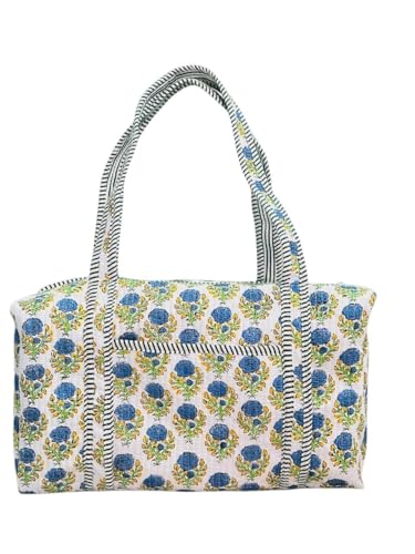Large Cotton Patches Duffle Bags Blockprint Quilted Fabric Weekender Bags For Women Holiday Gifts Handmade Colorful Travel Overnight Bags