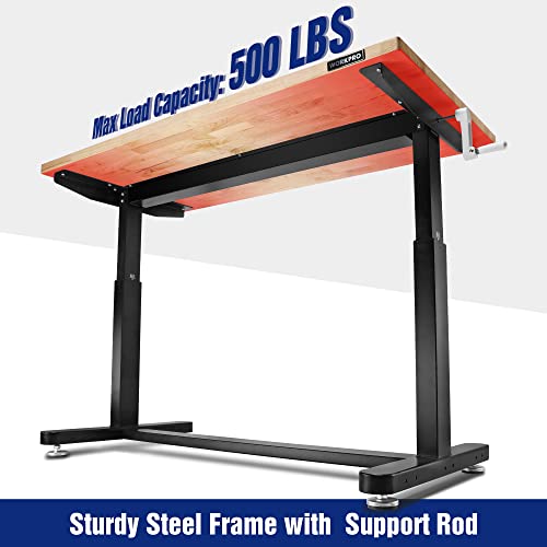 Image of WORKPRO 60 inch Height Adjustable Workbench, Crank Stand Desk, 500LBS Capacity