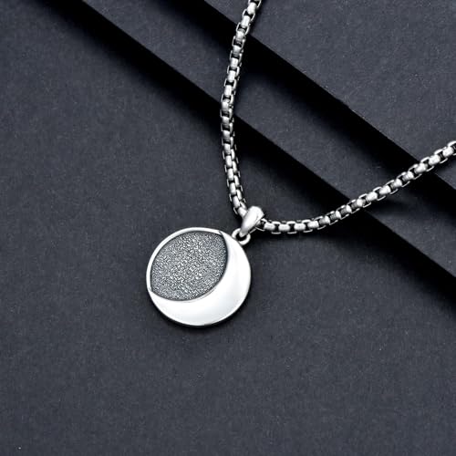 Moon Necklace 925 Sterling Silver Crescent Moon Coin Pendant Necklaces Jewelry Gift for Men Women3