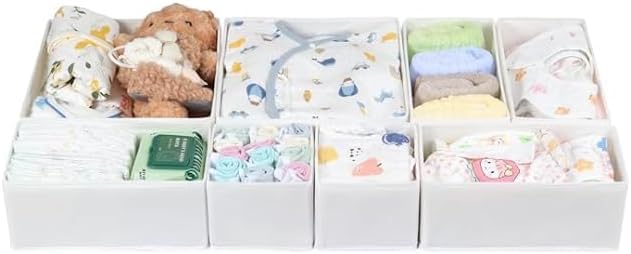 Niviy Set di 12 organizzatori per cassetto, scatola portaoggetti per abbigliamento | Pieghevole e Traspirante per Biancheria intima Calzino Reggiseno Tessuto Non Tessuto Traspirante Grigio Scuro
