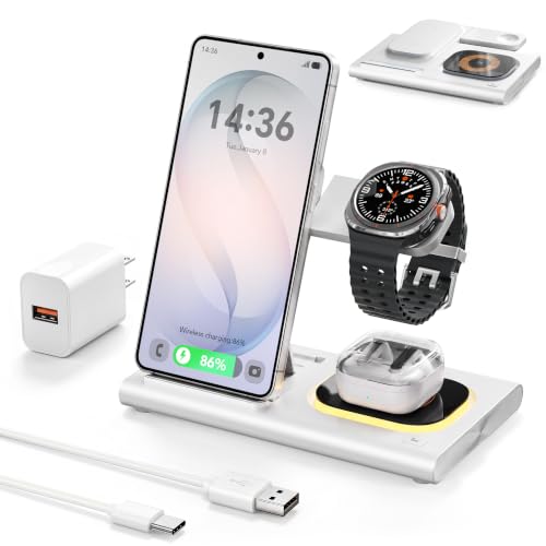 Image of 3 in 1 Charging Station for Samsung Charger, Foldable & Night Lamp