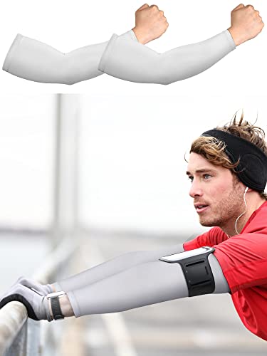 Newcotte 4 Pairs Winter Thermal Arm Sleeves Arm Sleeve Warmer Cycling Thermal Compression Running Warmers for Men Women(Black, Gray Blue, Dark Grey, Light Grey, M)