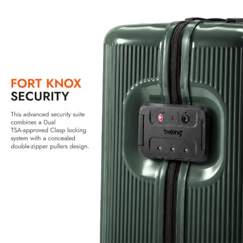 Image of Belong Elite Large Check-in Trolley Suitcase, 77 cm, Forest Green