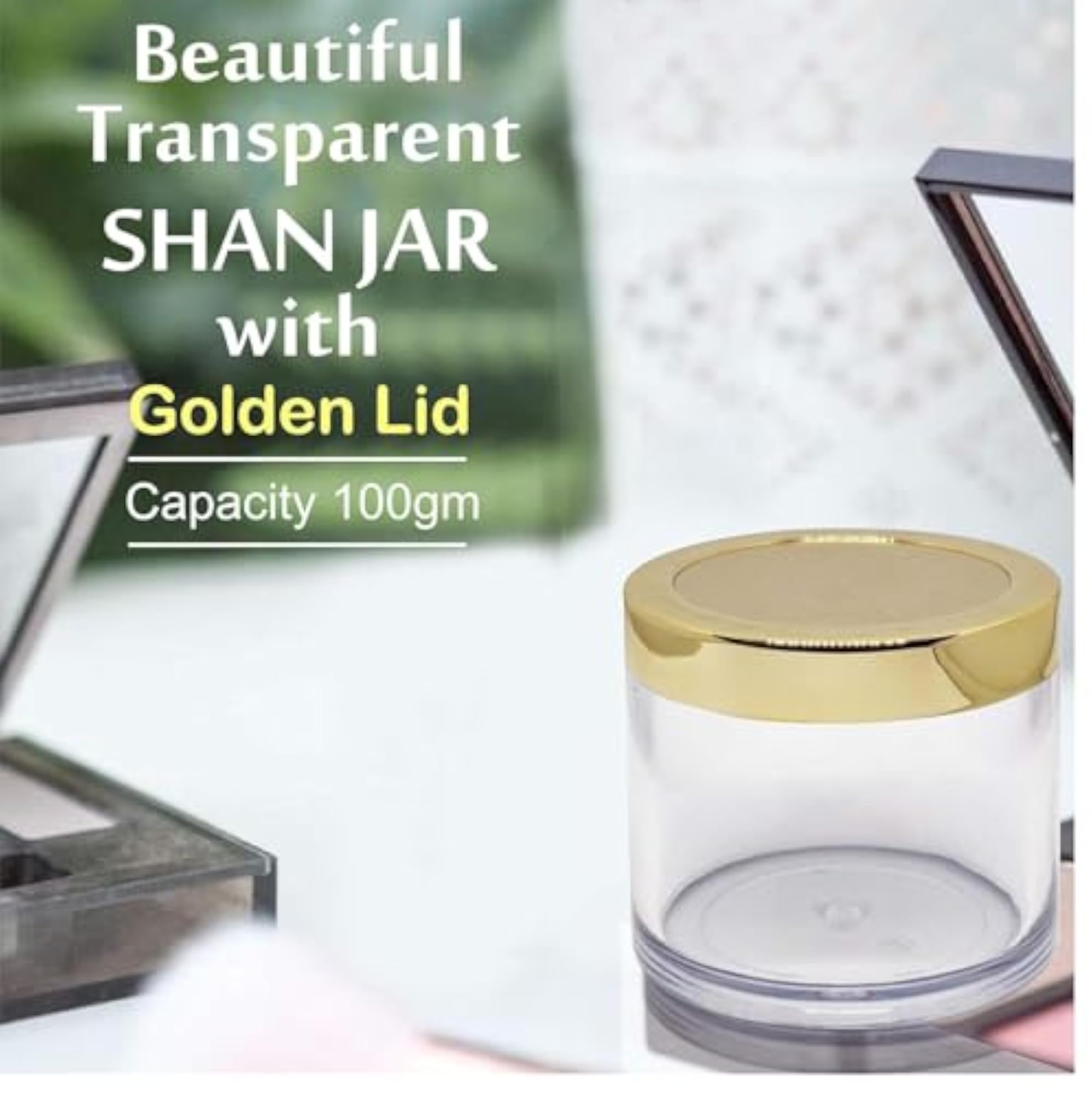 SHREE MAHA 100gm Empty Acrylic Container with Gold Cap
