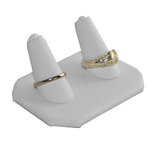 Flash Deals - 80% OFF White Leather Jewelry Ring Display Stand ~ Holds 2-4 Jewelry Rings