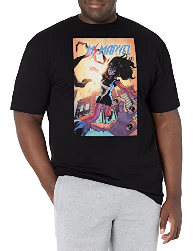 T-shirt Ms. Marvel homme 4XL haut manches courtes noir coton grand
