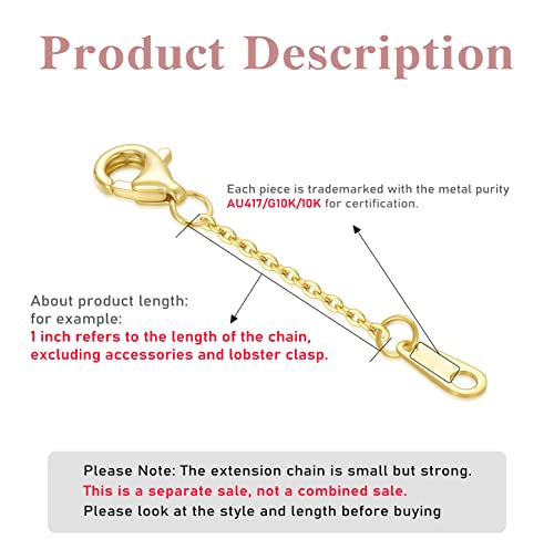 10k 14k Real Gold 1"/1.5"/2"/2.5"/3"/4"/5" Necklace Extender, Necklace Bracelet Extender Chain, Durable Gold Extender Chain, Adjustable Extension Chain for Necklace Bracelet Anklet4