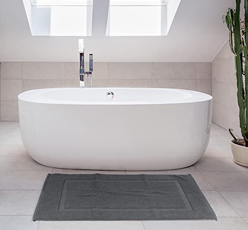 Utopia Towels Cotton Banded Bath Mats, Grey, [Not A Bathroom Rug], 21 X 34 Inches, 100% Ring Spun Cotton - Highly Absorbent And Machine Washable Shower Bathroom Floor Mat (Pack Of 2) #TOP7