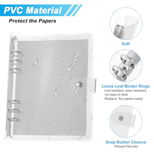 PATIKIL A5 Capa transparente para fichário, capa protetora de folha solta de PVC macio com fecho de
