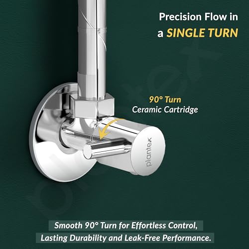 Image of Plantex Single Lever Angle Cocke for Bathroom with Brass Spindle /Angle Valve with Wall Flange and Teflon Tape /Stop Cock for Wash Basin /Kitchen- Pack of 8 (Chrome)