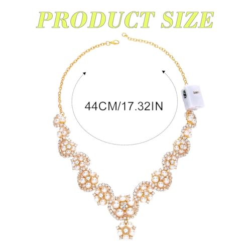 JEWEKY Light Up Pearl Necklace Led Gold Rhinestone Necklaces for Women4