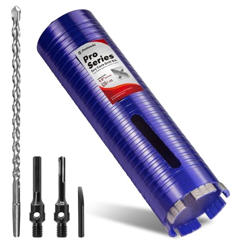 Image of 2-3 /4 inch Core Drill Bit with Pilot Bit & Adapters(SDS Plus and 1 /2 inch Hex), 5 /8 inch-11 Thread, 9.5 inch Depth, Upgraded-Welded Segments Diamond Core Bits for Concrete, Masonry, Brick Block