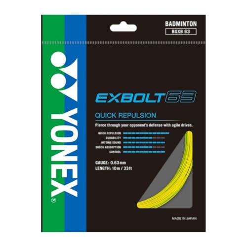 Image of Yonex Badminton String BG Exbolt 63 |Yellow |Gauge 0.63mm|Quick Repulsion