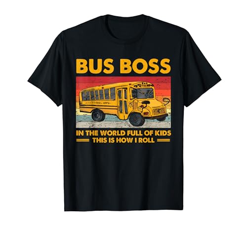 Bus Boss School Bus Driver Funny Vintage Route ���p�A�[�g T�V���c