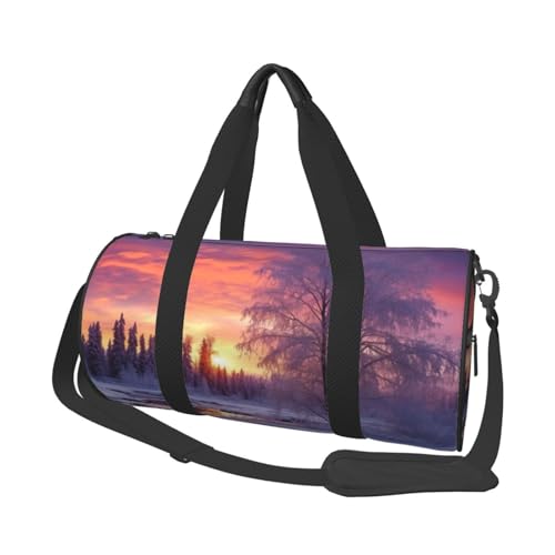 Travel Bag For Women,Winter Landscape Print Personal Item Duffle Bags,Weekend Travel Duffel Tote Bag,Travel Sport Gym Bag For Men,Airplane Travel Essentials For Flying
