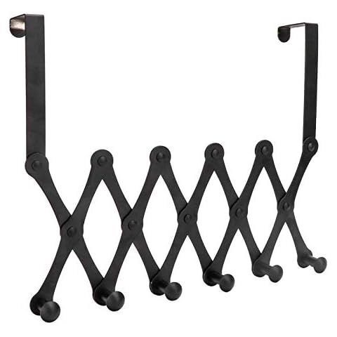 Oumefar Ganchos sobre la puerta, colgador de puerta resistente sin perforaciones de puerta de diseño telescópico para colgar paraguas toalla ahorro de espacio Cover