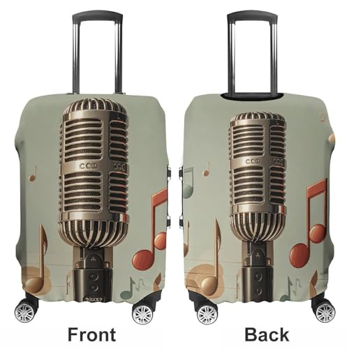 Carry on Luggage Cover Microphone with Music Note Suitcase Covers for Luggages Tsa Approved Travel Luggage Sleeve Protector Elastic Suitcase Protector Anti-Scratch Washable Fits 19-30 Inch Case -S3