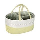 Mingriya Baby Diaper Caddy Organizer，Rope Diaper Caddy，Portable Diaper basket for Changing Table Car and Travel，Baby shower gift basket (Army green, Large)
