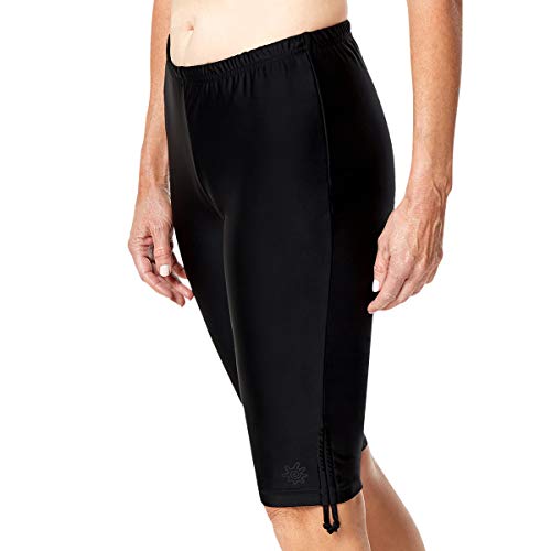 UV SKINZ Women’s Classic Swim Jammerz with UPF 50+ Sun Protection – Long Swim Shorts for Women, Womens Modest Swimsuits - Black - XL