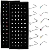 Cute Nose Rings for Women, L Shaped Surgical Stainless Steel Nose Studs Women Men 22g Small Nose Rings Bone Studs aretes para la nariz, Hypoallergenic Real Nose Piercings Body Jewelry Bulk Unique Tiny