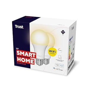 Trust WiFi CCT – E27-71298-02 Smart Bulb, Dimmable LED Bulb, Works with Alexa and Google Home, No Hub, 2.4GHz WiFi Bulb, E27 Screw Bulb, Warm to Cool, White Ambience [Amazon Exclusive] – 2 Pack
