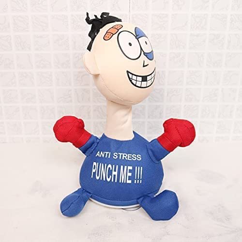 Stress Relief Toy, Touching Punch Electric Plush Vent Toy Me Doll Funny Emotional Vent Relieve Stress Anxiety Screaming Doll for Child (Blue)