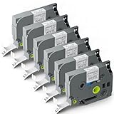 PRINTORBIT 6x Compatible Tze 231 pour Brother P touch Tapes 12mm TZe231 Tz 231 Tzc231 Ruban Laminé Noir sur Blanc pour P Touch PT H100lb PT 1010 PT D200 PT D210 PT E110 PT H100 PT H108 PT H105 PT 1000