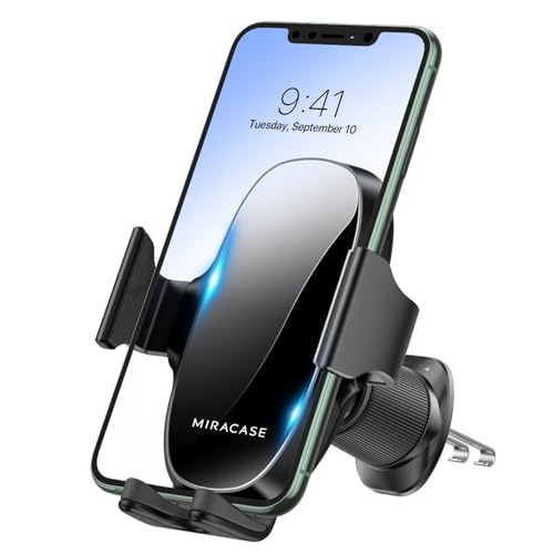 Image of miracase Phone Holders for Your Car with Metal Hook Clip, Air Vent Cell Phone Car Mount, Hands Free Universal Automobile Cradle Fit for iPhone Android and All Smartphones, Classic Black