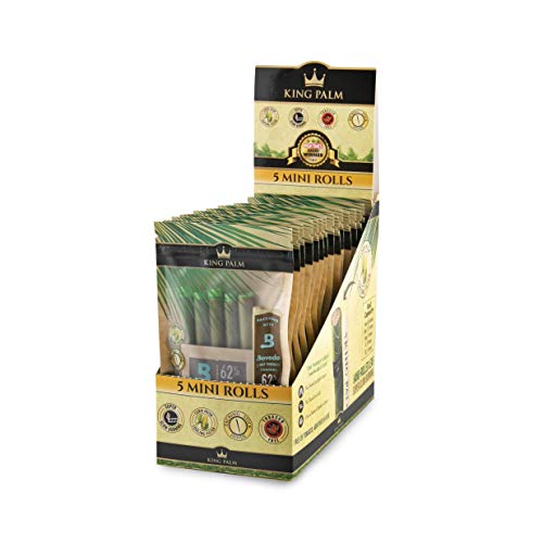 King Palm Mini Size Cones (Display CASE - 15 Packs of 5, 75 Rolls Total) - Natural Pre Wrap Palm Leafs - Pre Rolled Cones - All Natural Cones - Corn Husk Filter - Preroll Cones - Cones with Filter