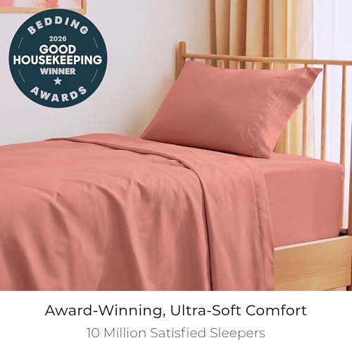 Image of Mellanni Twin Sheets Set - 3 PC Iconic Collection Bedding | Hotel Luxury, Extra Soft, Cooling Bed Sheets - Wrinkle, Fade, Stain Resistant (Twin, Coral)