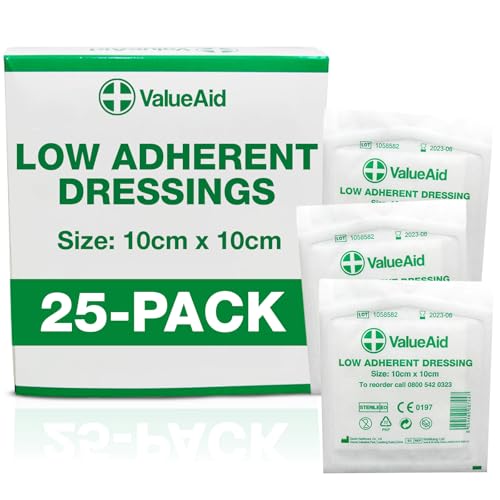 Value Aid Low Adherent Dressing Pads - 10cm x 10cm - Box of 25 (Packing May Vary)