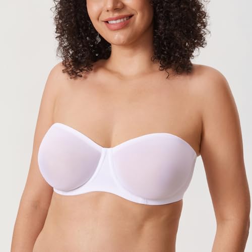 Image of DELIMIRA Women's Cosnufy Strapless Bra Sheer Mesh Plus Size Unlined Underwire Bras