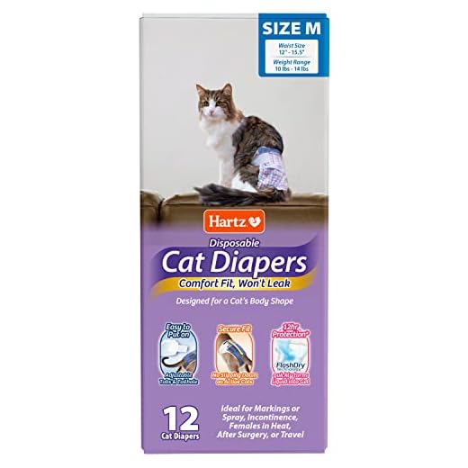 Hartz Disposable Cat Diapers, Easy to Put On, Comfortable & Secure Fit for 12 Hours Leak Protection, Multiple Sizes