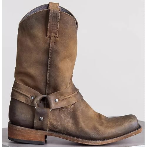 Cowboy Boots For Men Brown Western Boot Square Toe Pull-on Boots Traditional Working Boots3