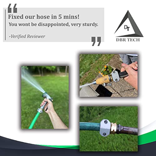 Dbr Tech Garden Hose Repair Kit, Male And Female Solid Aluminum Alloy Connectors, Heavy-Duty Rust Resistant Coupler Supports High Water Pressure Systems, 1 Pack #TOP5