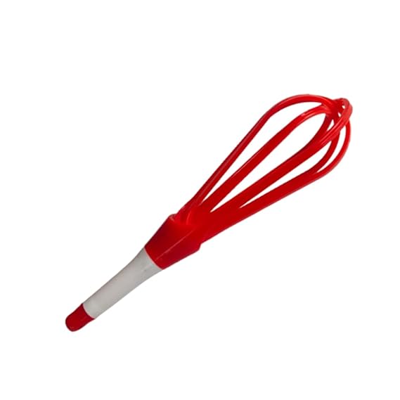 Level Foldable Plastic Whisk Beater Hand Blender Mixer Froth Whisker Latte Maker for Milk Coffee Egg Beater (Red)