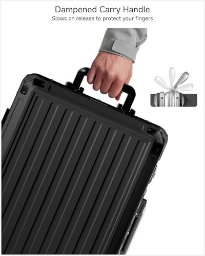 Image of LUGGEX Luggage Sets with Spinner Wheels, 8010S Aluminum Frame Zipperless Polycarbonate Hard Shell Suitcase Sets (ZX-Core, Black, 2 Piece (21 /30))