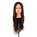 Anself Maniquí de cabeza para práctica de peluquerías,30% 61cm del pelo humano,color marrón oscuro(con soporte)