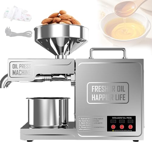 Pnpaea Pressa per Olio Automatica,Pressa per Olio Calda E Fredda Commerciale, Pressa per Olio Elettrica,Resa in Olio Elevata,per Arachidi, Semi di Sesamo
