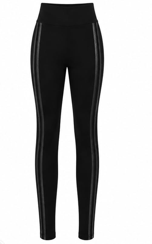 Women's Black High Waist Leggings with Side Stripe, Free Size-picture-35
