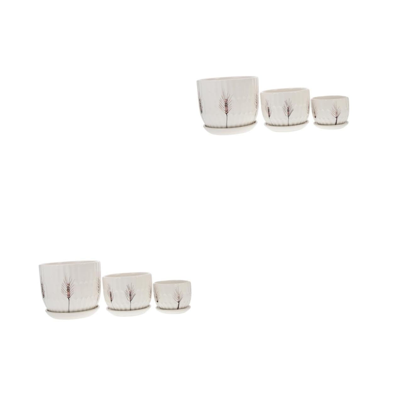 Pots de fleurs céramique avec soucoupes HANABASS x6 pour plantes intérieur et extérieur