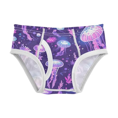 KLL Purple Jellyfish Bioluminescent Disco Party Boys Toddler Pure Cotton Briefs Cute Children Undies