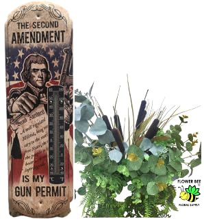 Miniatura 2 de Termómetro de pared de metal calibre 22, litografía de metal, mide 5 x 17 pulgadas, para interiores o exteriores, elige estilo (no me pises)