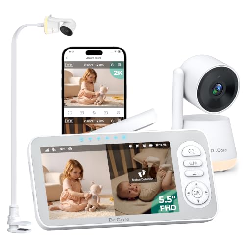 Dr.Care LumiView Plus Smart WiFi Baby Monitor with Clip Mount, 5.5" 1080P