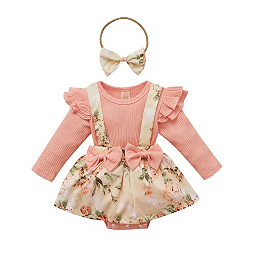 FedMois Conjunto de chándal para niña, camiseta vestido y banda para el pelo, Rosa, 18-24...